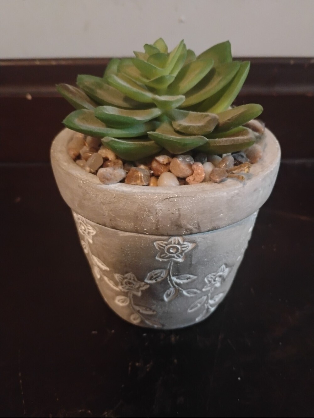 Decorative Artificial Succulent Plant in Floral Gray Pot